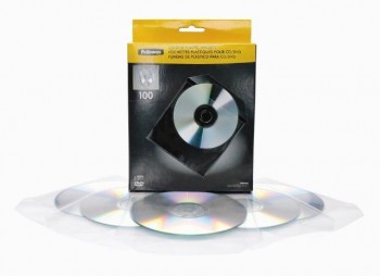 SOBRES PLASTICO CD'S TRANSPARENTES PACK DE 100 FELLOWES 9831201
