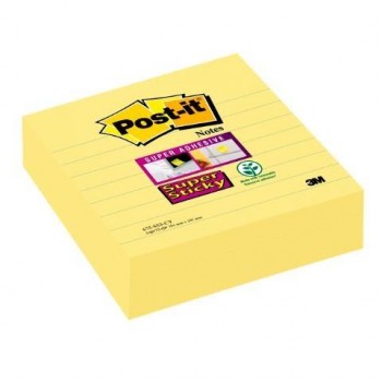 NOTAS ADHESIVAS POST-IT SUPERSTICKY XL CANARY YELLOW LINEAS 101x101MM 3 BLOCS 70H  (70005271948) 675-SS3-CY-EU